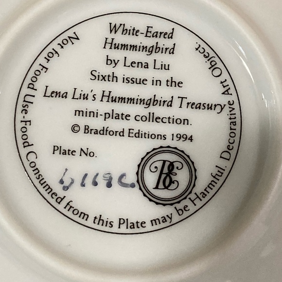 Lena Liu Hummingbird plates collection/6/1992/1993  Bradford exchange. - Picture 5 of 7